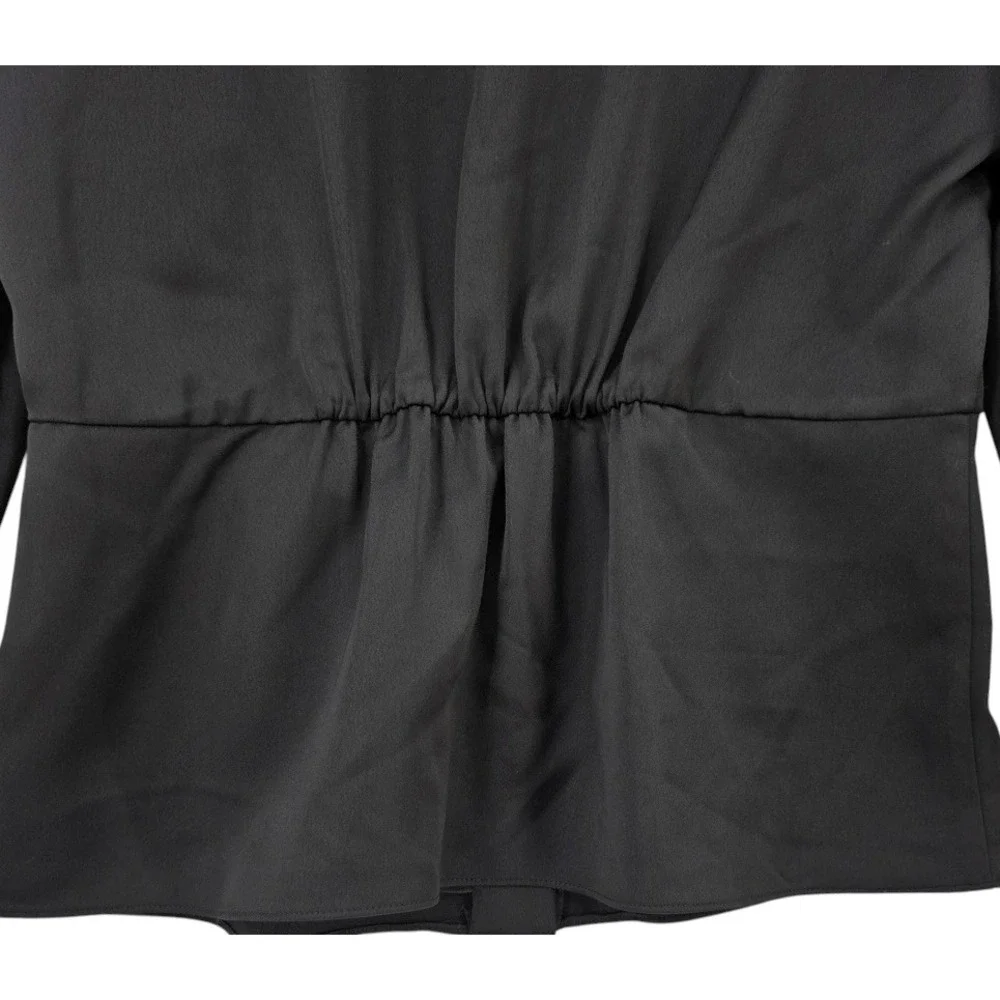 J. Crew‎ Womens 4 Black Satin Button Front Blouse